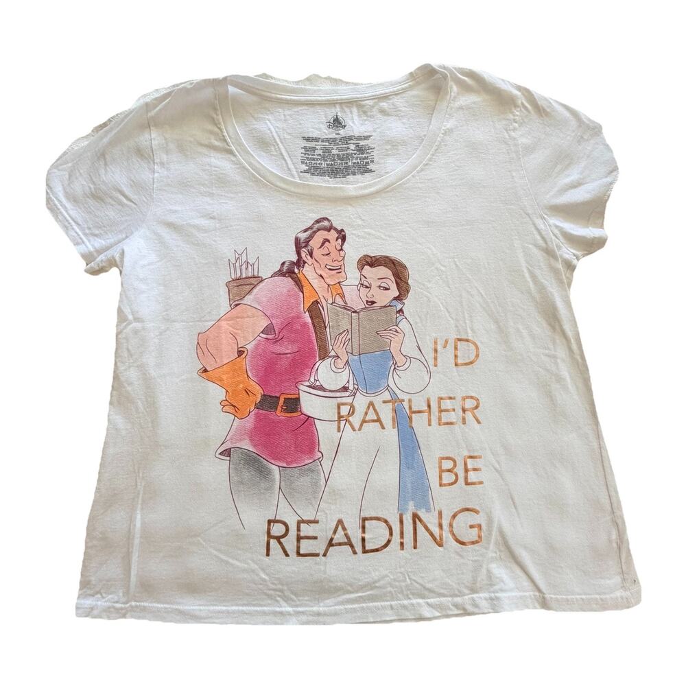 Disney Belle Beauty Beast I'd Rather Be Reading Shirt 2XL Womens